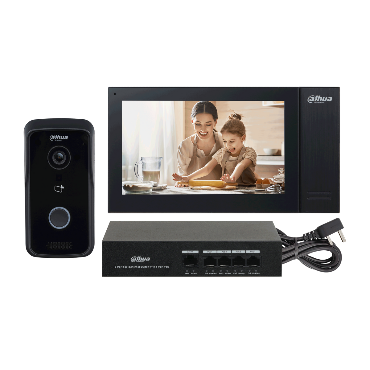 Dahua kit de video intercomunicador IP- DHI-KTP02/DHI-VTO2111D-P-S3/DHI-VTH2421FB-P-  1.0.01.15.12447-0005