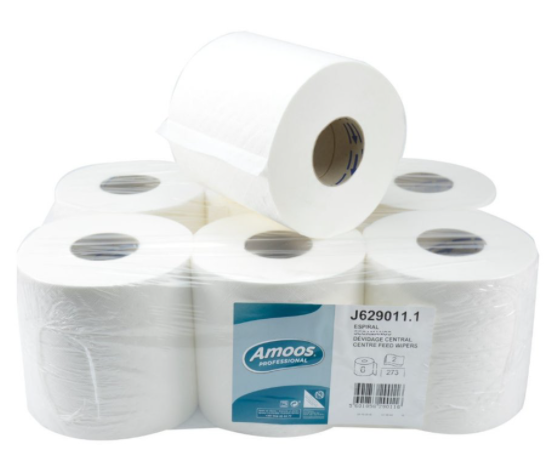 Amoos toalla de manos 160 mts doble hoja pk 6 rollos J631606.2 para dispensadores de autocorte.