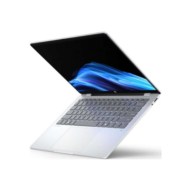 Laptop HP Omnibook 5 Flip 2 en 1 con pantalla táctil y teclado iluminado, potente y versátil.