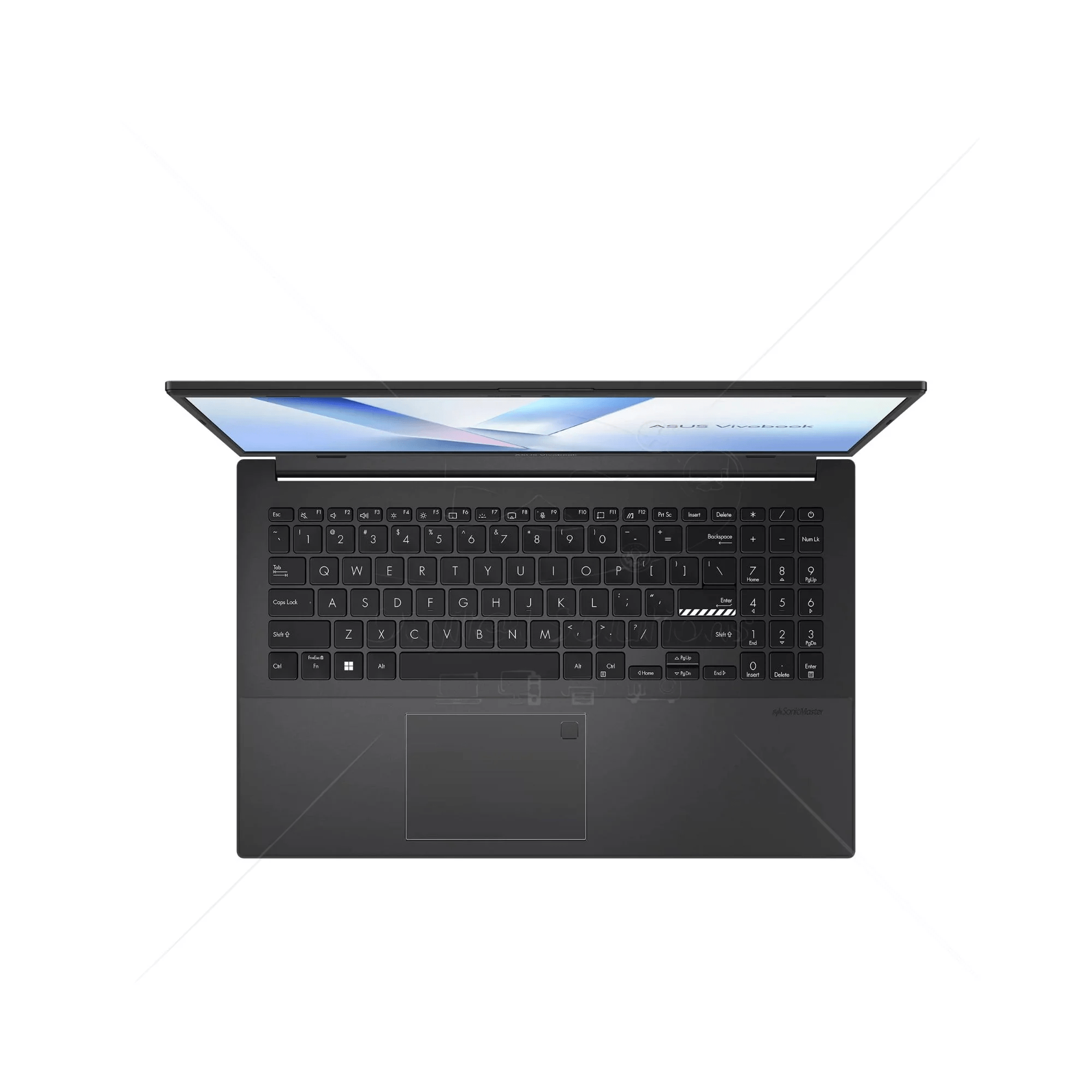 Laptop ASUS E1504FA 15.6 pulgadas vista superior con teclado y touchpad