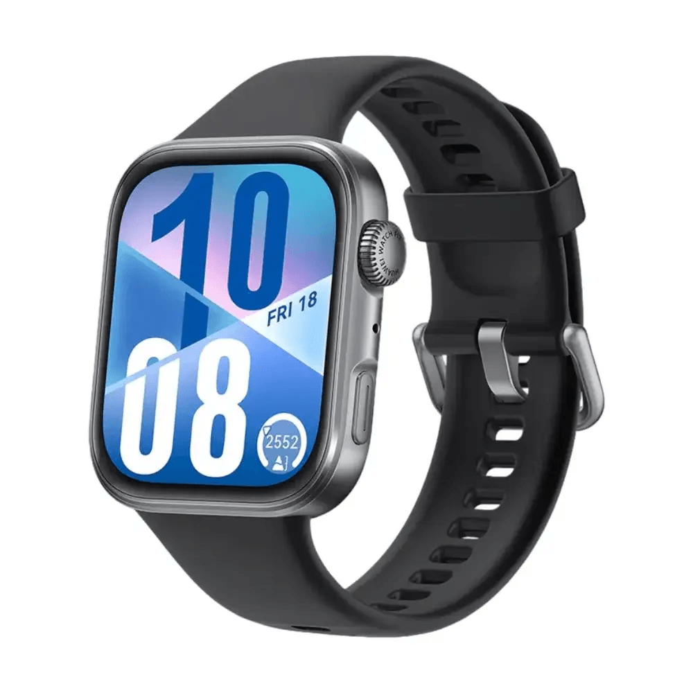 Huawei reloj inteligente Fit 4 negro con pantalla digital y correa negra.