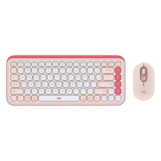 TECLADO Y MOUSE LOGITECH POP ICON COMBO MEMBRANA INALÁMBRICO BLUETOOTH ESPAÑOL 920-013053 ROSADO