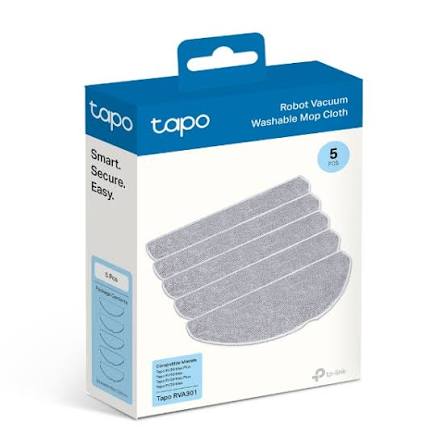 Tp Link mopas de fregado para robot aspirador Tapo (5 Unidades) - Tapo RVA301, lavables y reutilizables, alta calidad