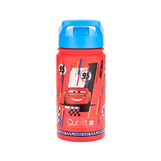 TERMO CUBITT KIDS 14 OZ DISNEY CARS bottle with Lightning McQueen design and blue lid