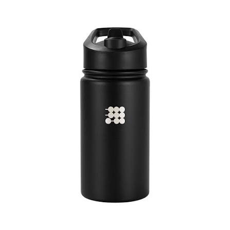 TERMO CUBITT NIÑOS BLACK/ NEGRO para niños, botella térmica negra con tapa antiderrames y válvula de mordida suave.
