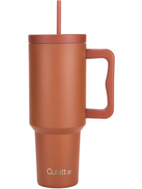 TERMO CUBITT P/ AGUA 40 OZ BO CAFÉ - elegante termo marrón con asa y tapa a prueba de derrames