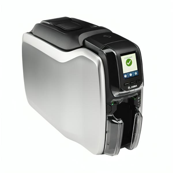 IMPRESORA DE CARNET ZEBRA ZC300 DE TRANSFERENCIA TÉRMICA USB ETHERNET CARDSTUDIO 2.0 INCLUYE 200 TARJETAS PVC ZC31-000CQ00LA00 - impresora de carnets compacta plata y negra