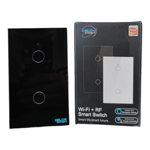 Interruptor Doble Smart Wifi Touch Negro 85- 240V Apagadores Inteligentes Costa Rica