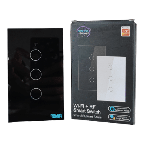 Interruptor Triple Smart Wifi Touch Negro 85- 240V Apagadores Inteligentes Costa Rica