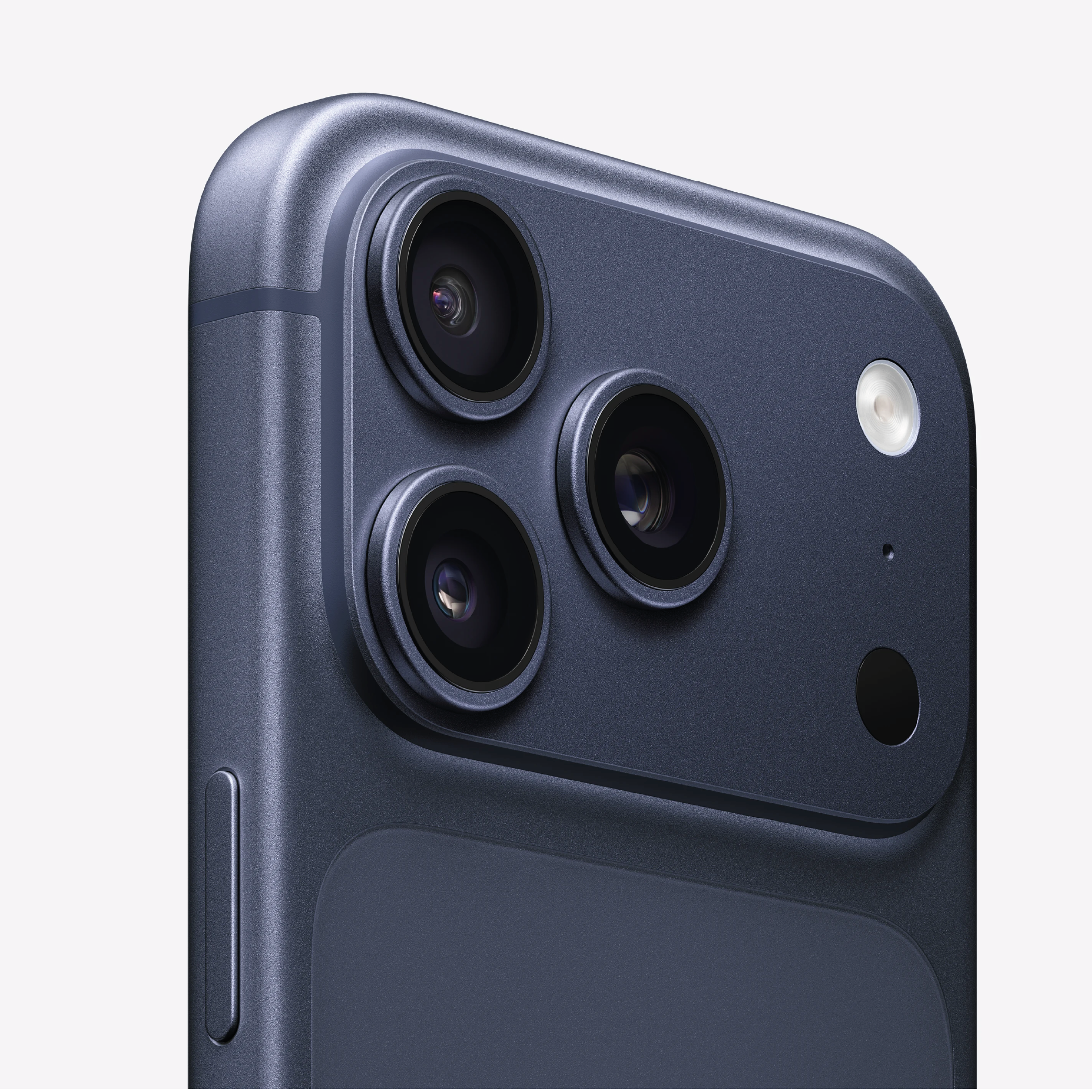 iPhone 17 Pro Apple por encargo - Vista en detalle de cámaras Pro Fusion 48 MP y diseño unibody aluminio azul