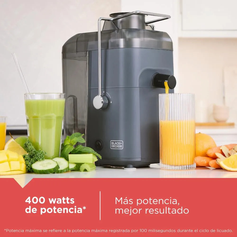 Extractor de Jugos Black+Decker JE260-12DLA JuiceBar 400W con Recipiente para Pulpa de 1.6L