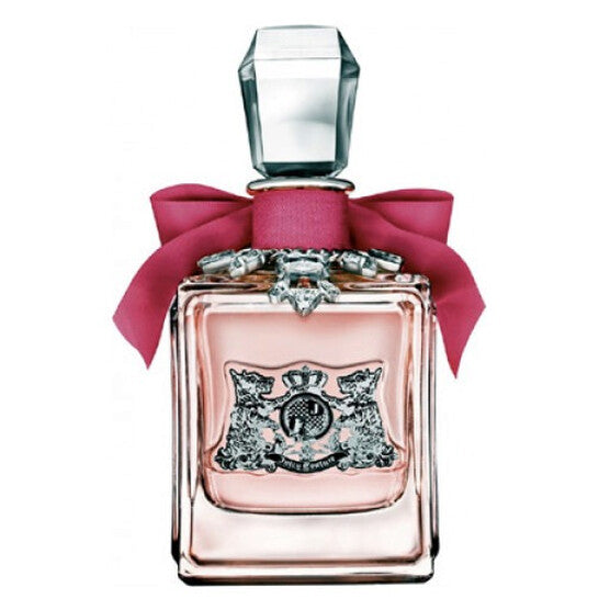 Juicy Couture LALA Edp 100ml perfume bottle with pink ribbon and silver crest design.