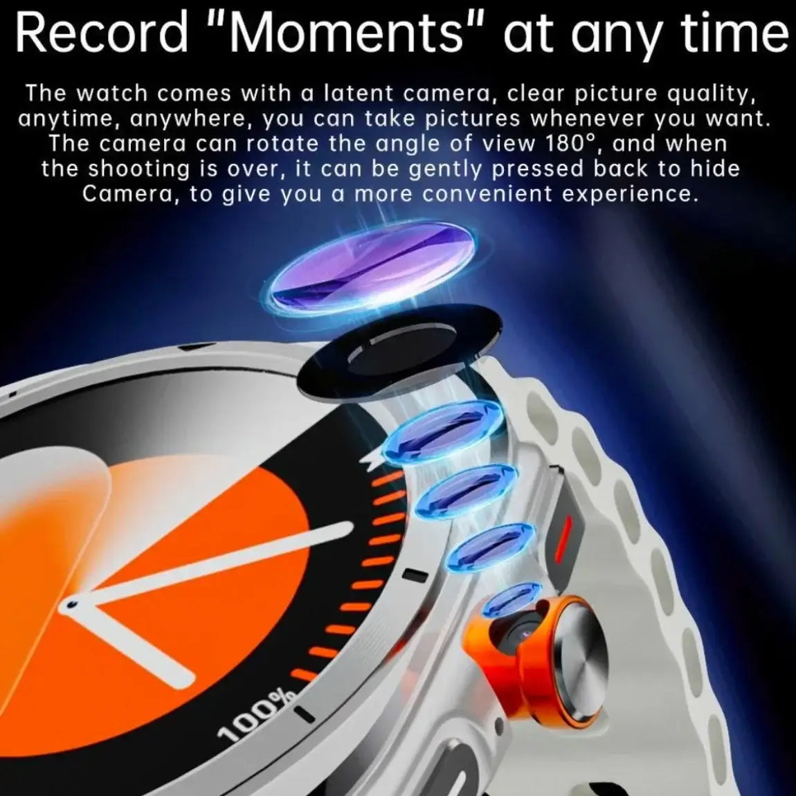Reloj inteligente U8 Ultra 4G 5G con cámara rotativa para grabar momentos en cualquier lugar.