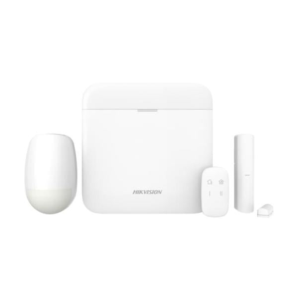KIT DE ALARMA AX PRO HIKVISION 64 ZONAS 433MHZ DS-PWA64-KIT-WB 302401729 - kit de alarma blanco con central, sensor movimiento, control y detectores