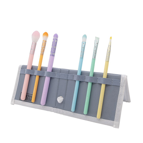 Kit De Brochas Ojos Delic Pastel set de 6 brochas de ojos pastel en estuche organizador gris