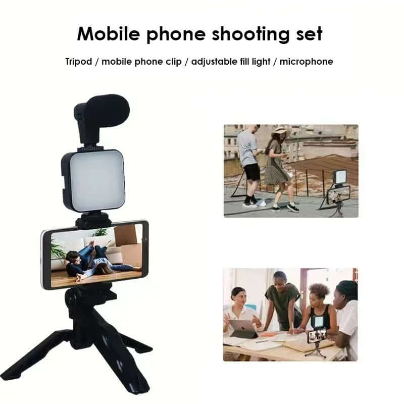 Kit de trípode para teléfono móvil con luz de relleno LED, con micrófono, transmisión en vivo, Mini luz de relleno portátil Gatgets Y Otros Productos Costa Rica