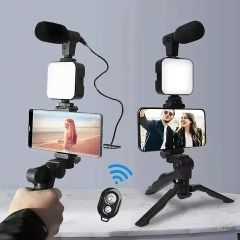 Kit de trípode para teléfono móvil con luz de relleno LED, con micrófono, transmisión en vivo, Mini luz de relleno portátil Gatgets Y Otros Productos Costa Rica