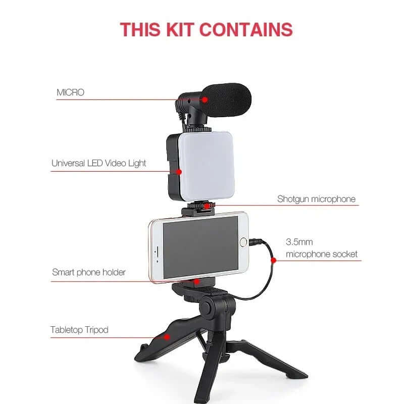 Kit de trípode para teléfono móvil con luz de relleno LED, con micrófono, transmisión en vivo, Mini luz de relleno portátil Gatgets Y Otros Productos Costa Rica
