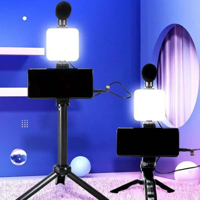 Kit de trípode para teléfono móvil con luz de relleno LED, con micrófono, transmisión en vivo, Mini luz de relleno portátil Gatgets Y Otros Productos Costa Rica