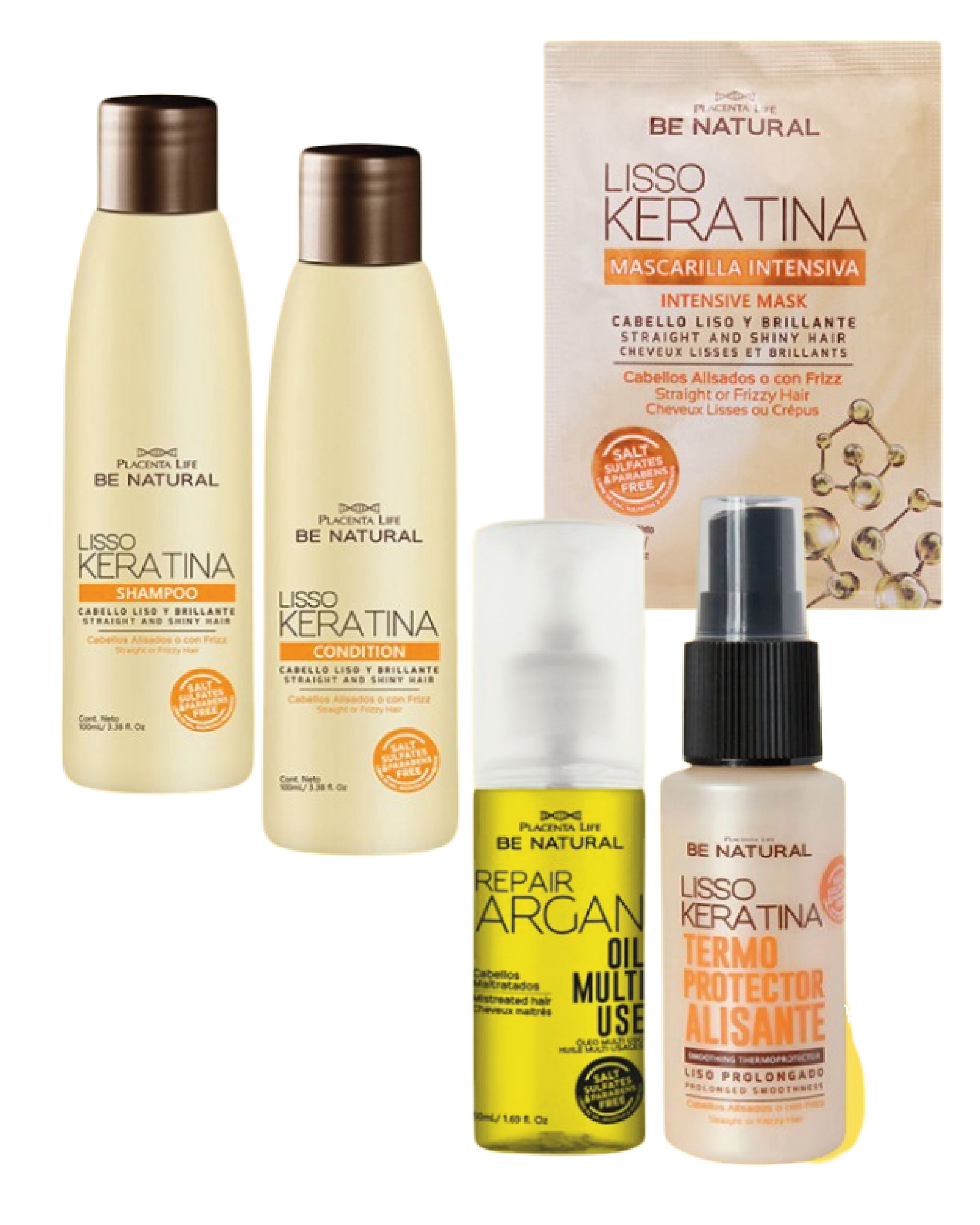 kit de viaje Be Natural 5 piezas productos para cuidado del cabello, 100% originales y entrega en 24-48 horas.