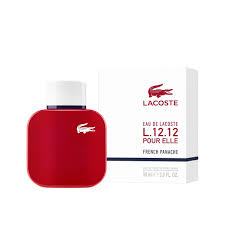 Lacoste french panache 90 ml edt lady perfume bottle and packaging.