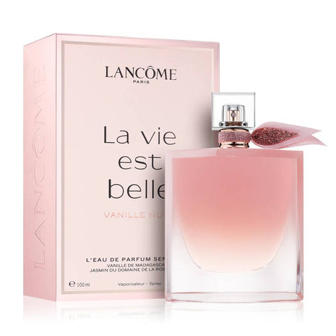 LANCOME LA VIDA ES BELLA VANILLE NUDE EDP 100 ML MUJER perfume bottle and packaging.