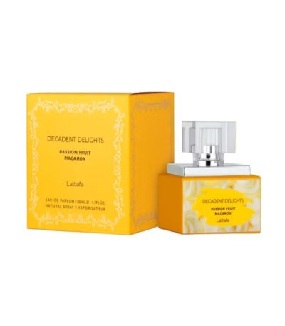 LATAFFA PASSION FRUIT MACARON EDP 50 ML perfume bottle and packaging