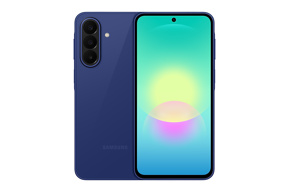 Teléfono celular Galaxy A27 5G 8GB/256GB Blue en vista frontal y trasera, con diseño elegante y pantalla vibrante.