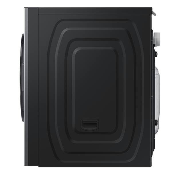 Lavadora Samsung 26 Kg Carga Frontal Touch Screen Negra WF90F26ADSAP vista lateral negra con panel táctil y tambor moderno