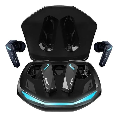 Auriculares Bluetooth gaming baja latencia Lenovo GM2 Pro en estuche de carga