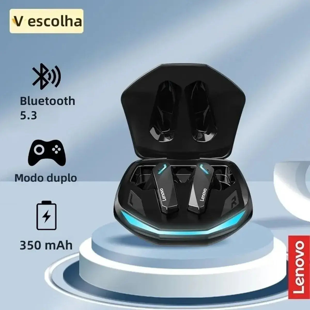 Auriculares Bluetooth gaming baja latencia, caja de carga con Bluetooth 5.3 y batería de 350 mAh.