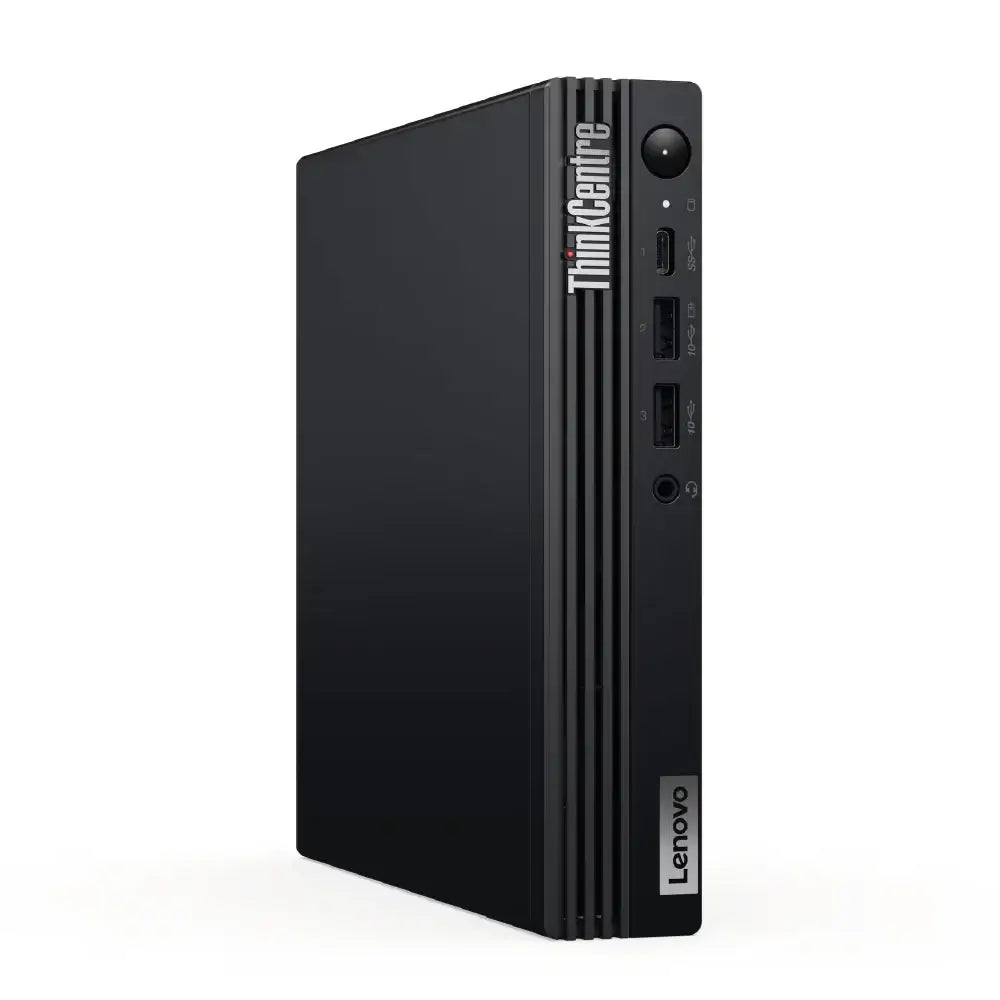 Computadora de escritorio Lenovo M70q i5-14400T, diseño compacto y moderno, ideal para espacios reducidos.