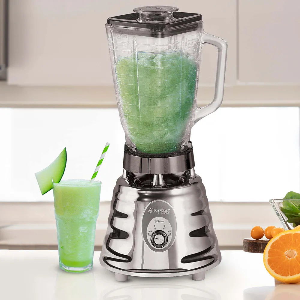 Licuadora Oster 2 Velocidades 500W Diseño Cromado Vaso De Vidrio 1.25L Cuchilla De Acero Pulveriza Hielo Productos De Cocina > Licuadoras Costa Rica