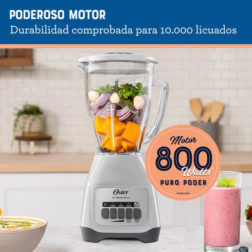 Licuadora Oster 2 Velocidades, Vaso Vidrio Boroclass - Motor 550W - Acople Metálico Resistente - Capacidad 1.5 Litros - Cuchilla Trituradora De Hielo Productos De Cocina > Licuadoras Costa Rica