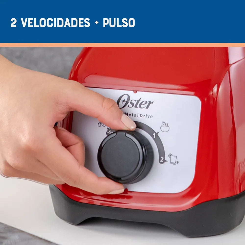 Licuadora Oster 2 Velocidades, Vaso De Vidrio, Motor Duradero 550W, Acople Metálico, 1.5L, Cuchilla Trituradora De Hielo, Acabado Rojo Productos De Cocina > Licuadoras Costa Rica