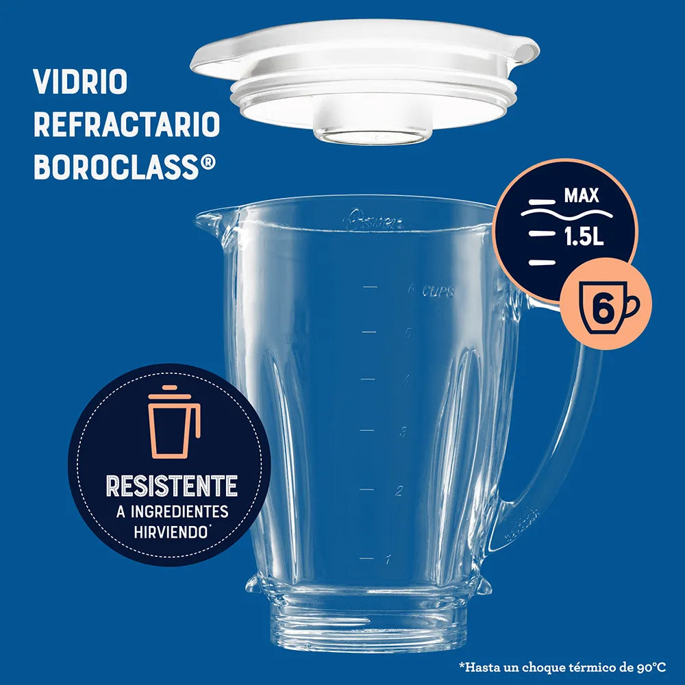 Licuadora Oster 2 Velocidades Y Pulso Tipo Perilla Modelo Blstkag-Wrd vaso de vidrio Boroclass 1.5L resistente a choque térmico