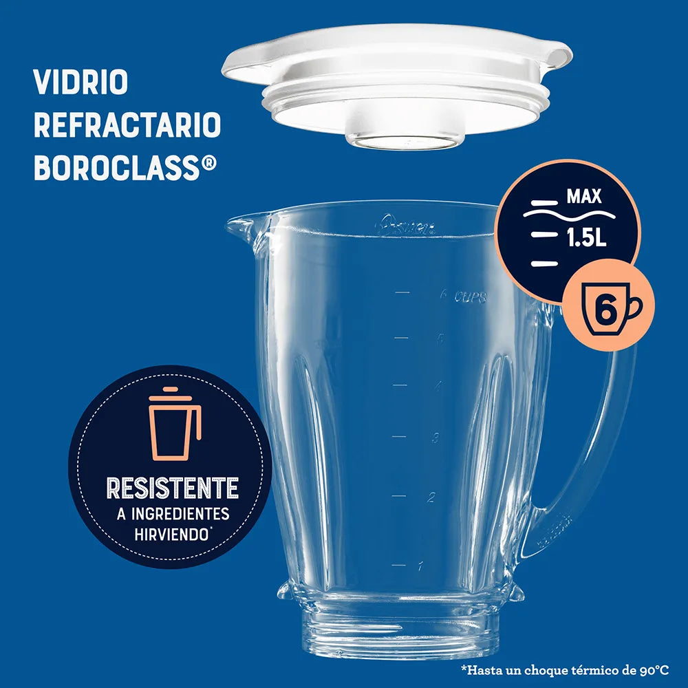 Licuadora Oster 2 Velocidades, Vaso Vidrio Boroclass - Motor 550W - Acople Metálico Resistente - Capacidad 1.5 Litros - Cuchilla Trituradora De Hielo Productos De Cocina > Licuadoras Costa Rica