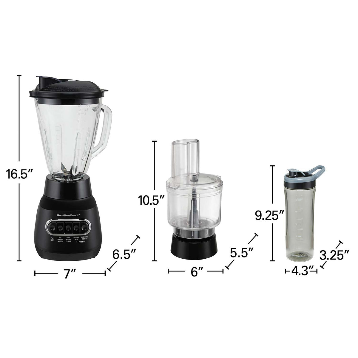 Licuadora Hamilton Beach MultiBlend 800W con Procesador y Vaso de Viaje HB58176
