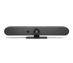 barra de video todo-en-uno Logitech Rally Bar Mini, diseño compacto para salas pequeñas y medianas.