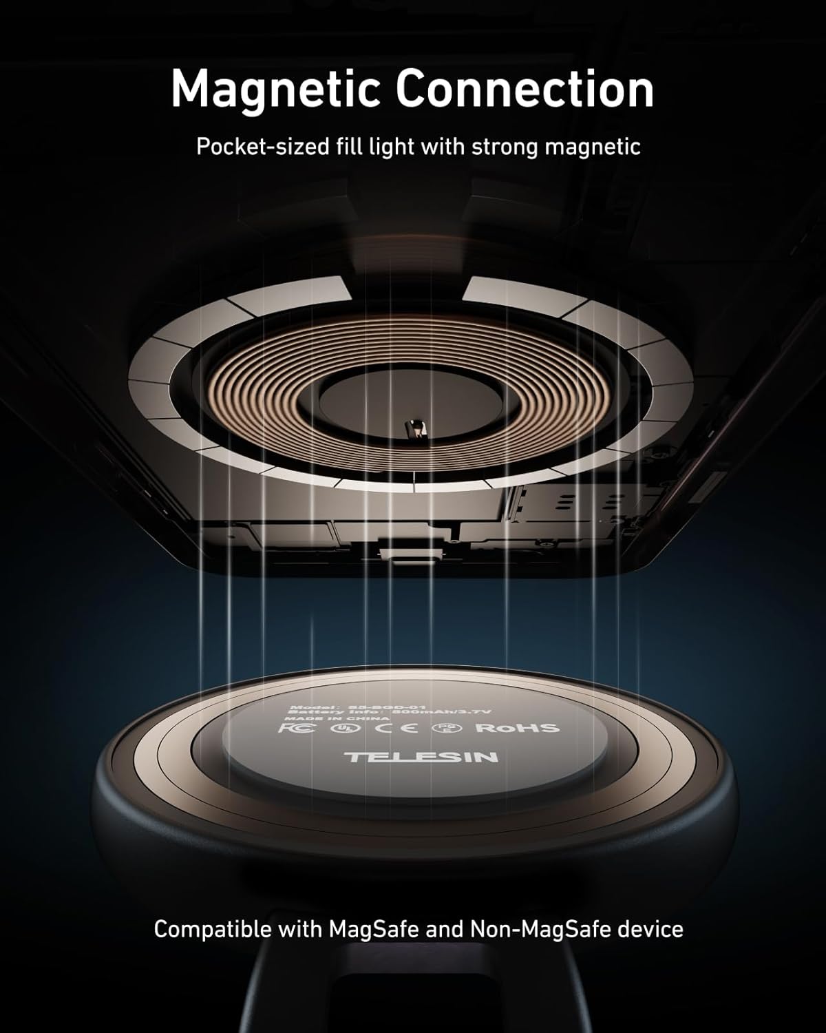 Luz magnética para selfies, luz de teléfono compatible con iPhone Magsafe Telesin C03 Gatgets Y Otros Productos Costa Rica
