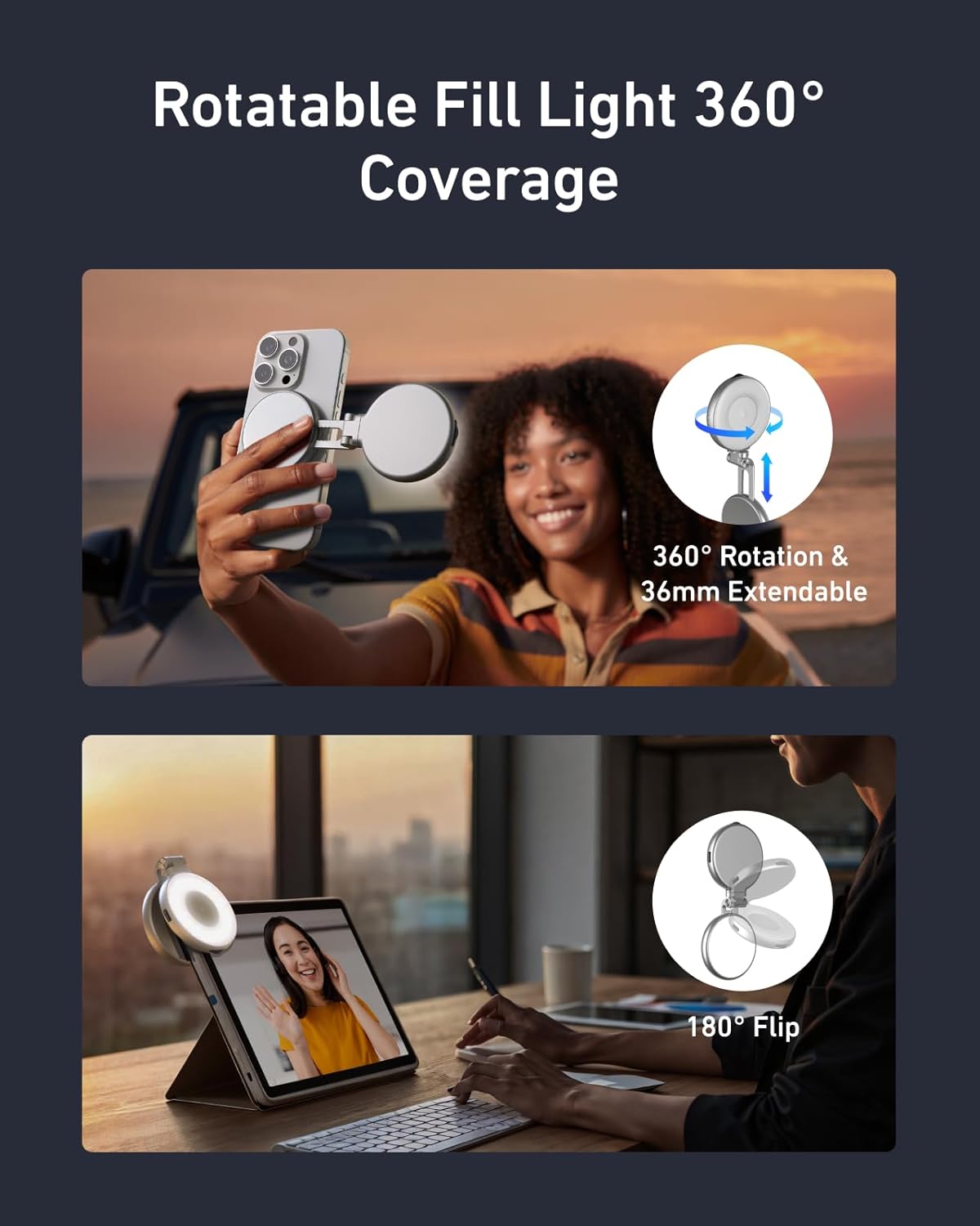 Luz magnética para selfies, luz de teléfono compatible con iPhone Magsafe Telesin C03 Gatgets Y Otros Productos Costa Rica