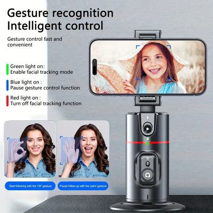 Tripode con seguimiento  facial automático soporte de teléfono de seguimiento automático conmutación de pantalla Horizontal y Vertical 360 ° Soporte giratorio para teléfono