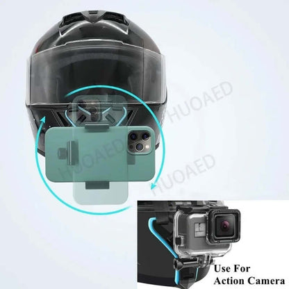 Soporte para correa de barbilla para casco de motocicleta de 360 grados con Clip para teléfono