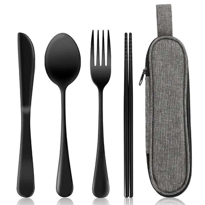 Set de Cubiertos de Acero Inoxidable Portátil (4 Piezas) con Estuche