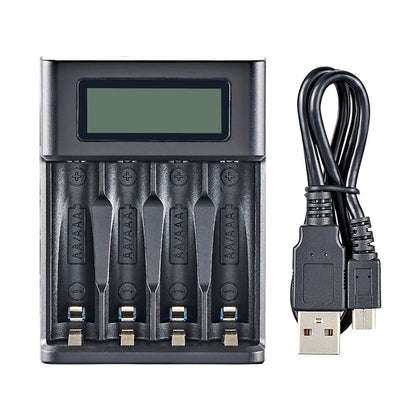 Cargador De Batería Usb Pantalla Lcd 4 Ranuras Para Batería Recargable Aa Y Aaa Indicador Cargador De Batería