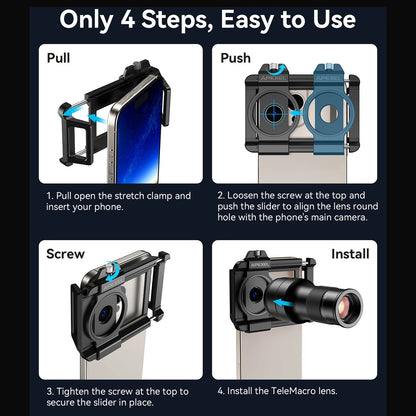 Monocular Apexel Apl-Tm6 Kit De Teleobjetivo Macro Para Teléfono Móvil, Teleobjetivo 6X + Lente Macro De 150Mm Con Soporte Para Teléfono
