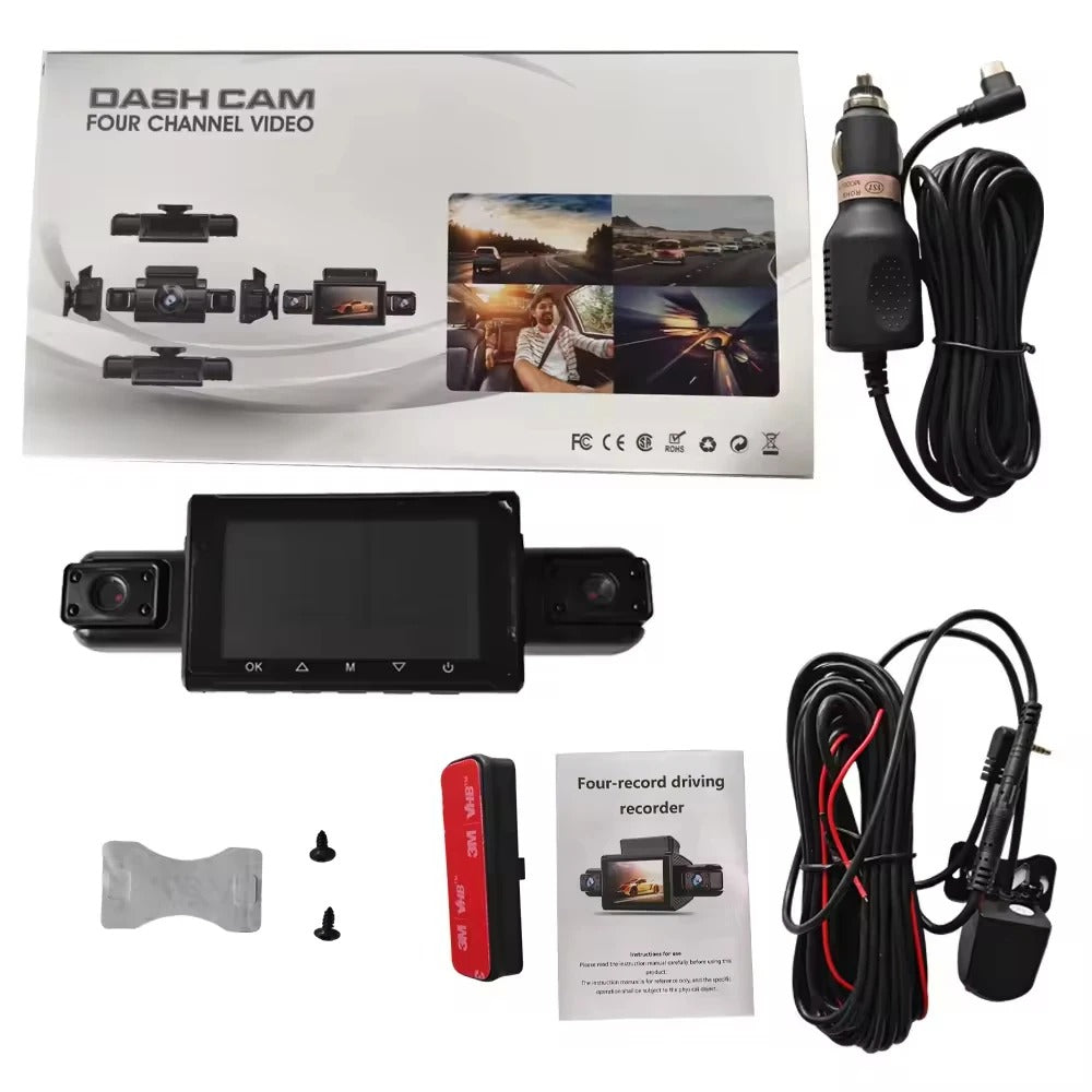 Cámara de carro 4 canales 360 grados con visión nocturna dash cam antes accidentes de tránsito