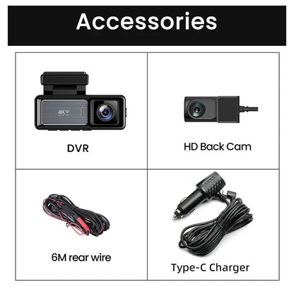 Camara para carro 4K Ultra HD dual camara con pantalla moderna y ultra calidad