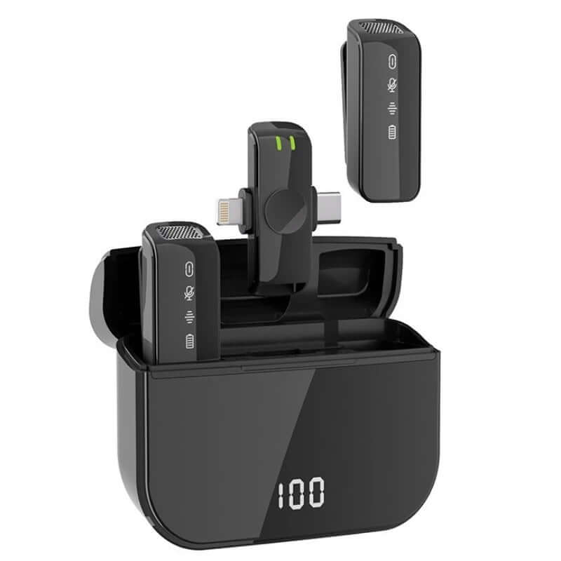Micrófono solapa inalámbrico de 2,4G con estuche de carga LED, reducción de ruido inteligente Costa Rica
