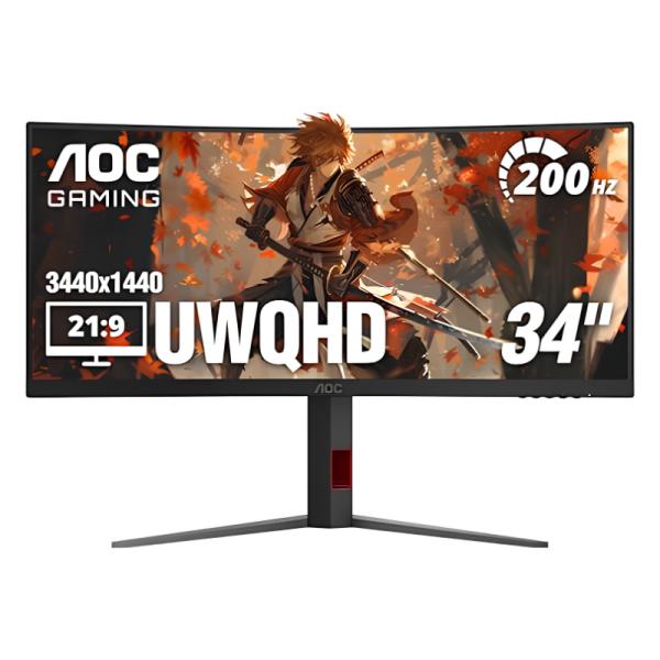 MONITOR GAMING AOC CU34G4H 34 PULG CURVO 1500R WQHD 3440X1440 200HZ 1MS GtG 0.3MS MPRT FREESYNC PREMIUM HDMI DISPLAYPORT